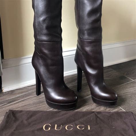 signature gucci boots tall with outfits|high heel gucci boots.